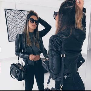 Zara Faux Leather Jacket with zippers XS